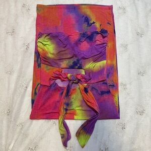 Vintage Y2K Tie Dye Midi Dress – Made in USA, Size Small